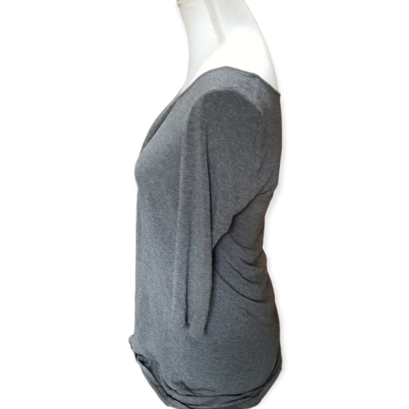 Eileen Fisher soft tunic-length top, 3/4 sleeve charcoal gray soft sz S/M - Picture 4 of 7